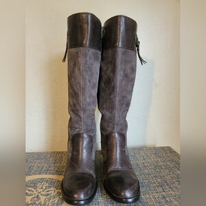 Born Gray and Brown Over the Knee Boots